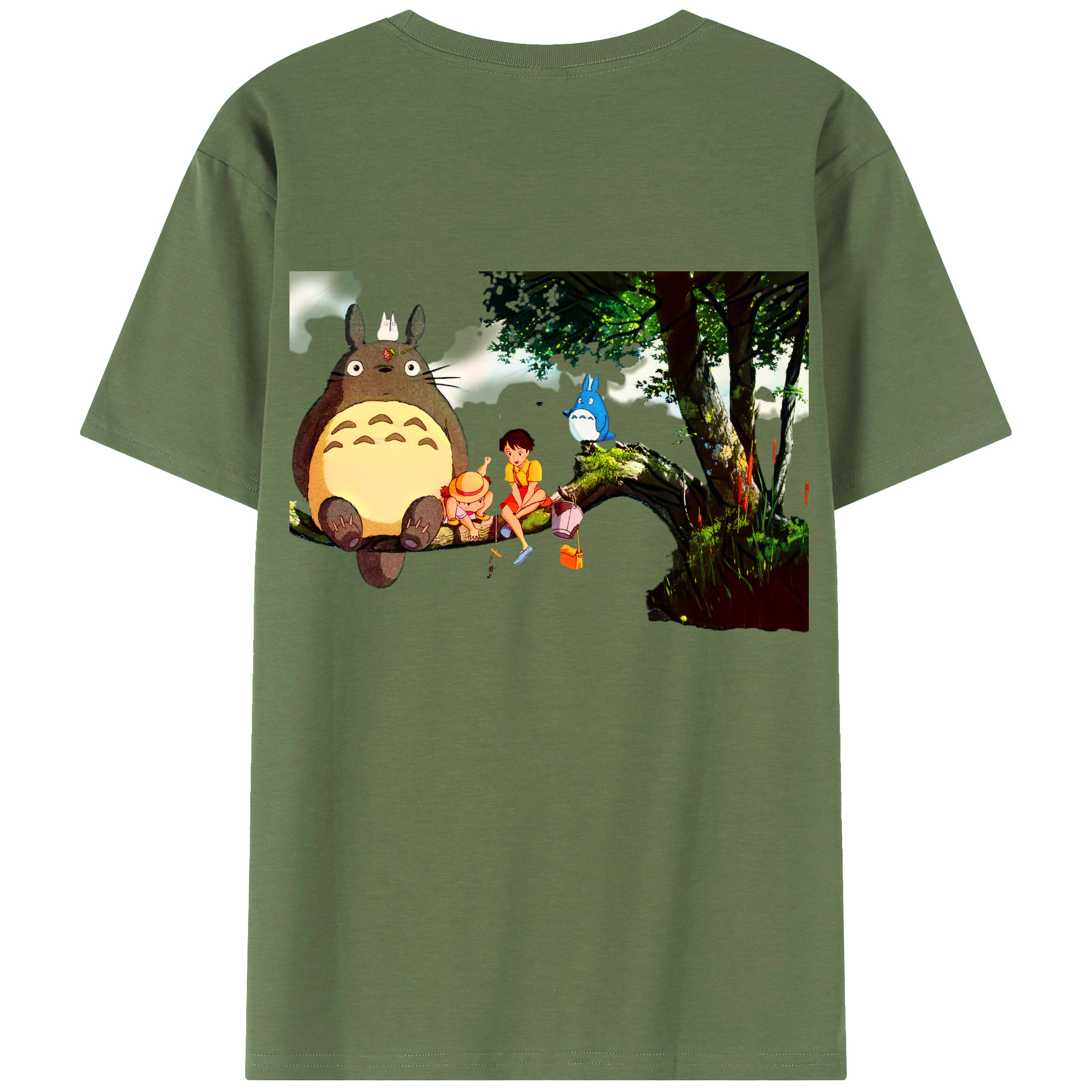 （画像用） となりのトトロ 草壁メイ 草壁サツキ My Neighbor Totoro Satsuki Kusakabe Mei Kusakabe 綿100％ メンズ半袖Tシャツ（バックプリント） 通気性
